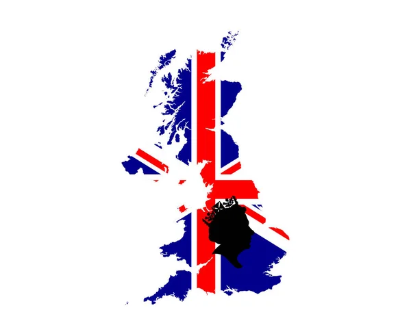 Koningin Elizabeth Gezicht Zwart Met Brits Verenigd Koninkrijk Vlag Nationaal — Stockvector