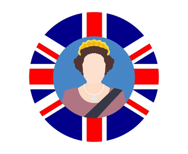 Elizabeth Queen 1926 2022 Face Portrait British United Kingdom Flag — Stock Vector