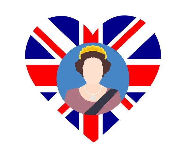 Elizabeth Queen 1926 2022 Portret Twarzy Brytyjską Flagą Wielka Brytania — Wektor stockowy