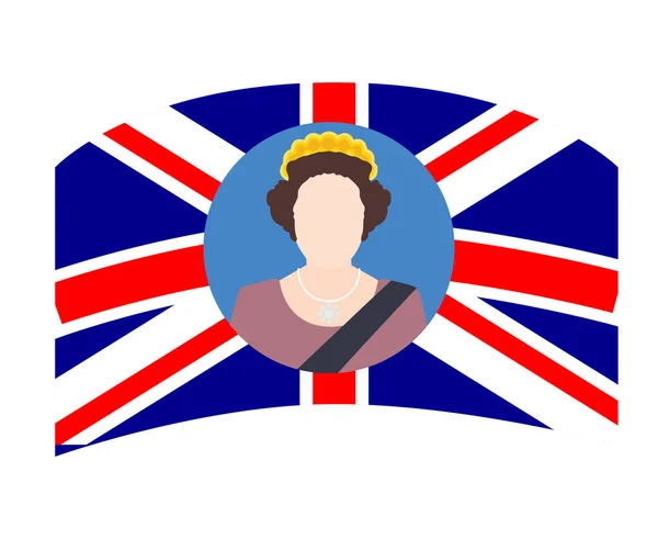 Elizabeth Queen 1926 2022 Gezicht Portret Met Brits Verenigd Koninkrijk — Stockvector
