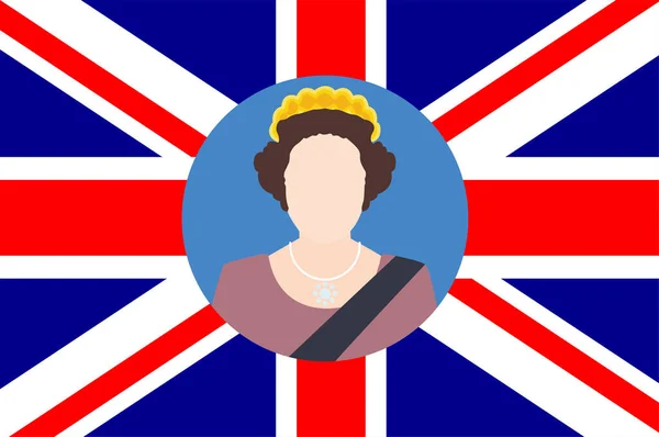 Elizabeth Queen 1926 2022 Portrét Obličeje Britskou Vlajkou Velká Británie — Stockový vektor