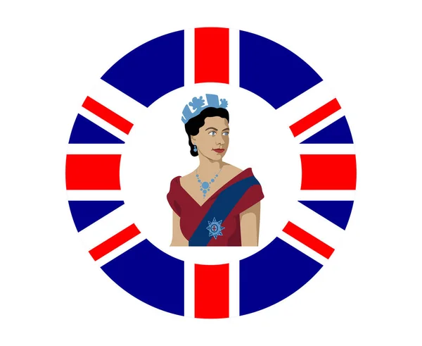 Queen Elizabeth Young Portrait Britisch Vereinigtes Königreich Flagge National Europa — Stockvektor