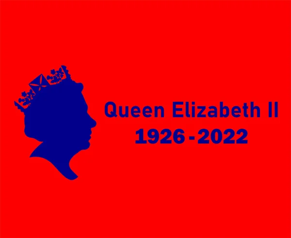Elizabeth Queen 1926 2022 Blue Face Portrait British United Kingdom — Stock Vector