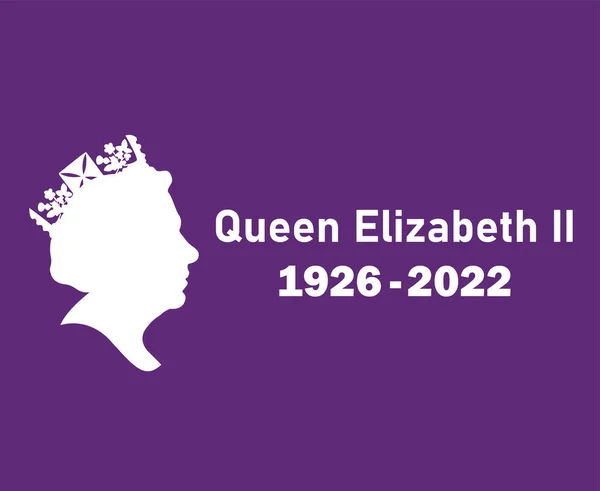 Elizabeth Queen 1926 2022 White Face Portrait Queen British United — Stockvektor