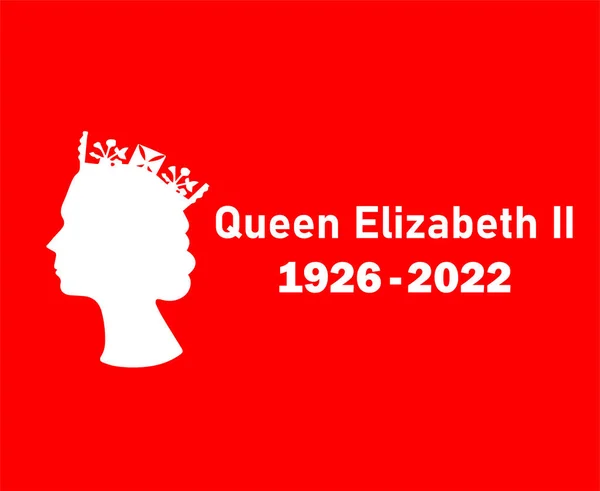 Elizabeth Queen 1926 2022 White Face Portrait Royaume Uni Britannique — Image vectorielle
