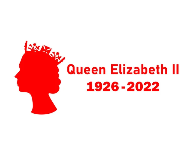 Elizabeth Queen 1926 2022 Red Face Ritratto Regno Unito Nazionale — Vettoriale Stock