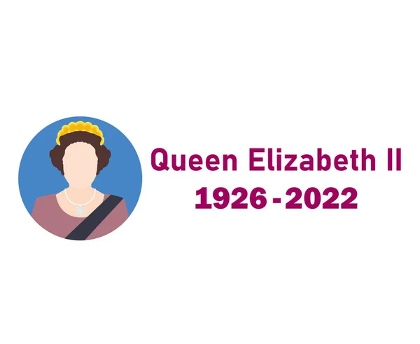 Elizabeth Queen 1926 2022 Gesicht Portrait Lila Britisch Vereinigtes Königreich — Stockvektor