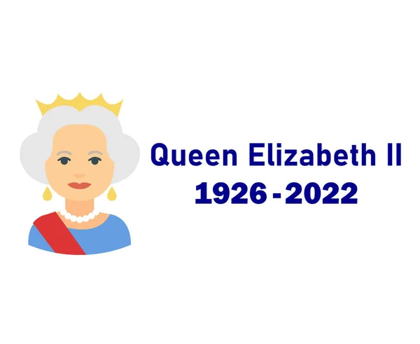 Queen Elizabeth 1926 2022 Retrato Facial Azul Británico Reino Unido — Vector de stock