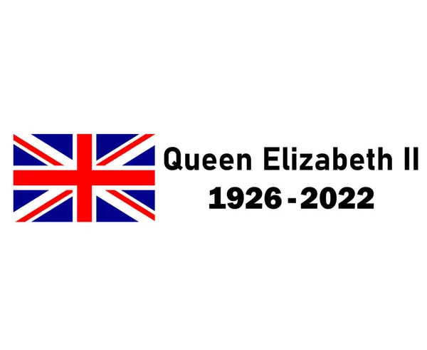 Queen Elizabeth 1926 2022 Schwarz Und Britisch Vereinigtes Königreich Flagge — Stockvektor