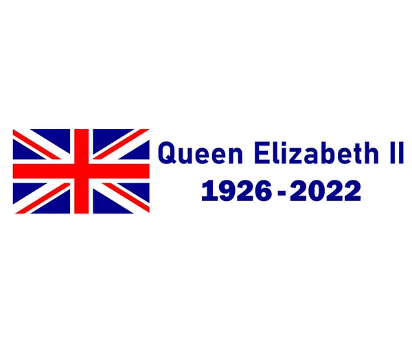 Queen Elizabeth 1926 2022 Blau Und Britisch Vereinigtes Königreich Flagge — Stockvektor