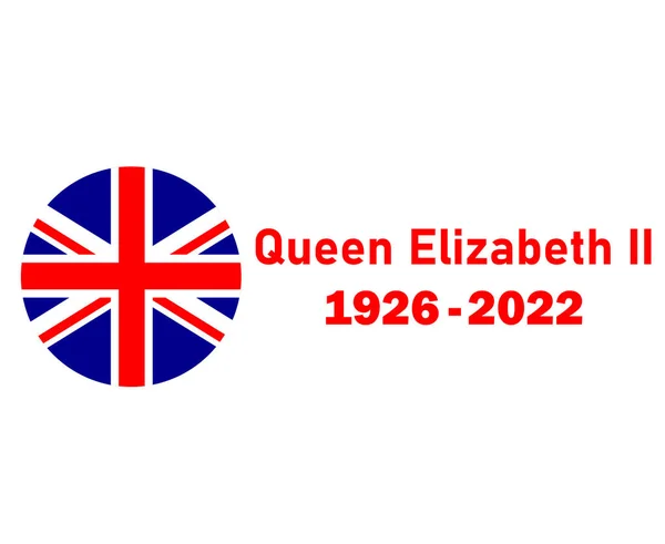 Королева Елизавета 1926 2022 Красная Британская Великобритания Флаг Эмблема Национальная — стоковый вектор