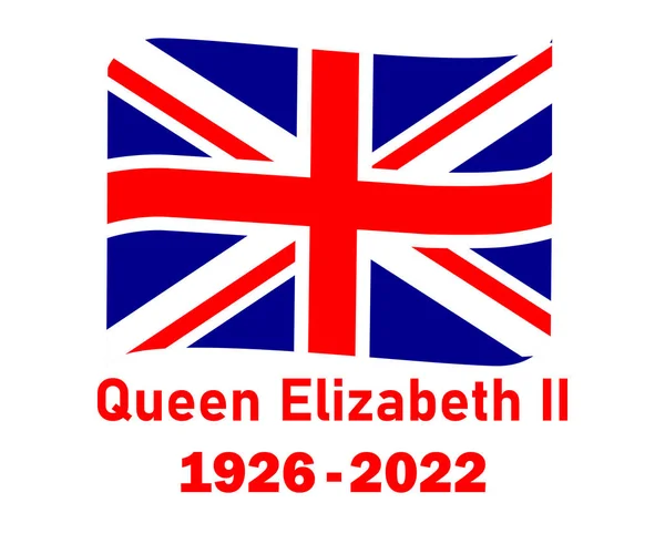 Britisches Vereinigtes Königreich Flaggenband Und Königin Elizabeth 1926 2022 Red — Stockvektor