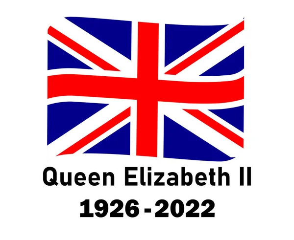 British United Kingdom Flag Ribbon Queen Elizabeth 1926 2022 Black — Stock Vector