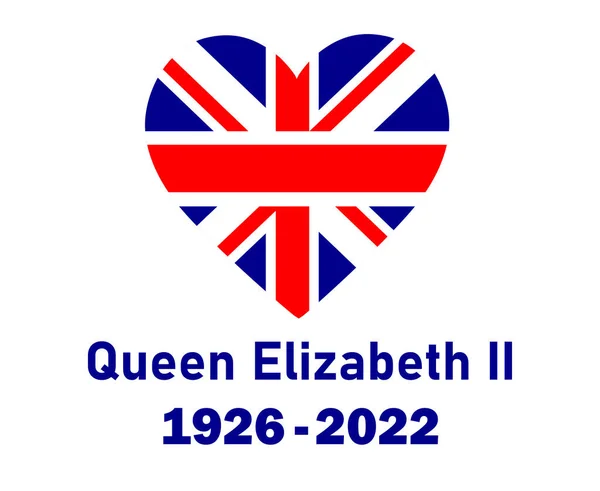 Brytyjski Zjednoczone Królestwo Flaga Serce Królowa Elżbieta 1926 2022 Blue — Wektor stockowy