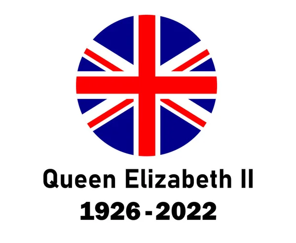 British United Kingdom Flag Emblem Queen Elizabeth 1926 2022 Black — Stock Vector