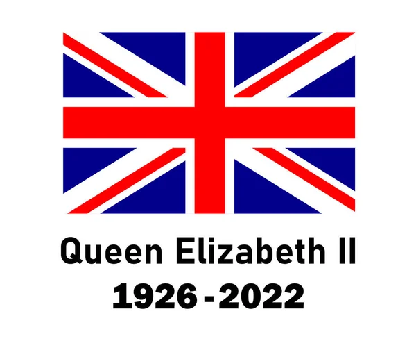 Britisches Vereinigtes Königreich Flagge Und Königin Elizabeth 1926 2022 Black — Stockvektor