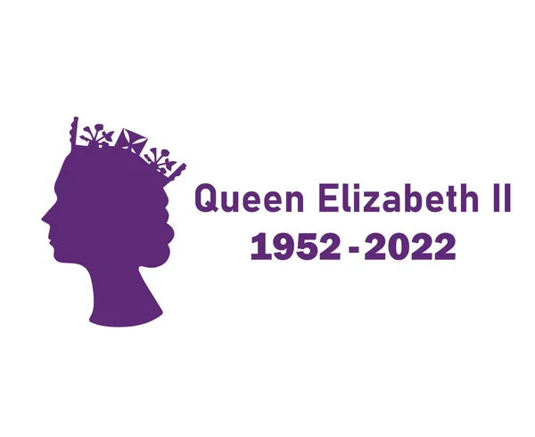 Elizabeth Queen 1952 2022 Purple Face Portrait Reino Unido National — Vector de stock