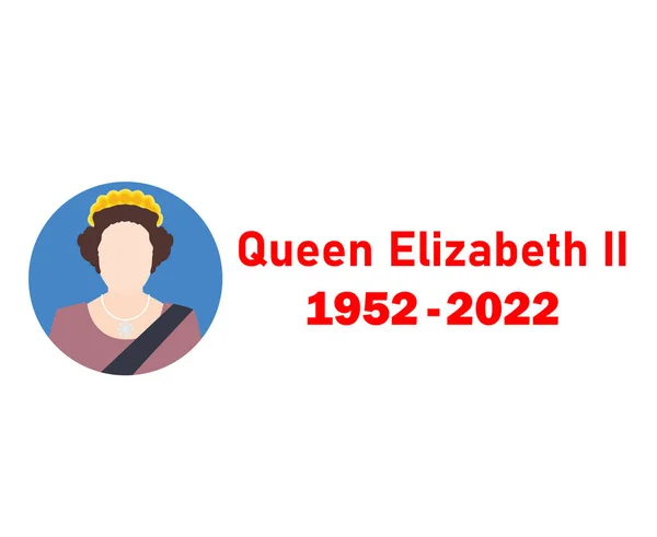 Elizabeth Queen 1952 2022 Gesicht Portrait Red Britisch Vereinigtes Königreich — Stockvektor