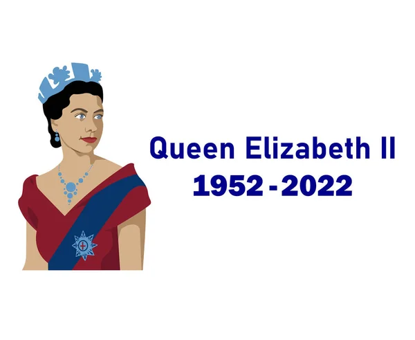 Queen Elizabeth Young Portrait 1952 2022 Azul Británico Reino Unido — Archivo Imágenes Vectoriales