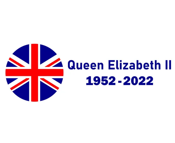 Queen Elizabeth 1952 2022 Blau Und Britisch Vereinigtes Königreich Flagge — Stockvektor