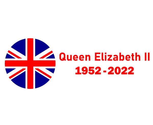Rainha Elizabeth 1952 2022 Vermelho Britânico Reino Unido Bandeira Emblema — Vetor de Stock