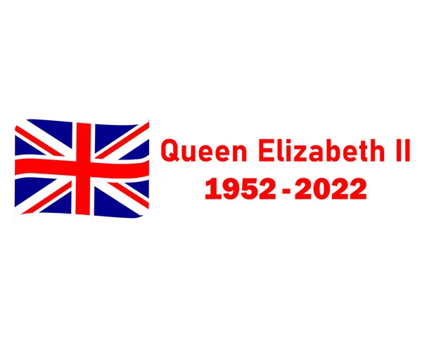 Königin Elizabeth 1952 2022 Rot Und Britisch Großbritannien Flaggenband Nationales — Stockvektor