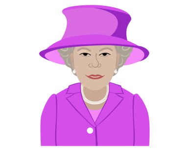 Kraliçe Elizabeth, İngiltere 'nin Mor Takım Elbiseli Portresi 1926 Ulusal Avrupa Ülke Vektör Çizimi Soyut Tasarımı