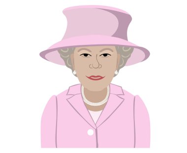 Kraliçe Elizabeth, İngiltere 'nin Pembe Takım Elbiseli Portresi 1926 Ulusal Avrupa Ülke Vektör Resimleri Soyut Tasarımı