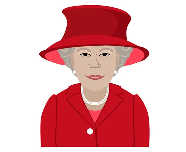 Queen Elizabeth Face Portrait Red Suits Royaume Uni Britannique 1926 — Image vectorielle