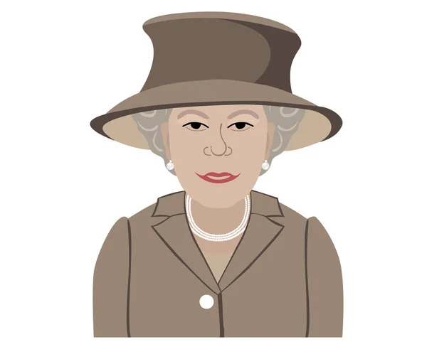 Queen Elizabeth Face Portrait Brown Suits Royaume Uni Britannique 1926 — Image vectorielle