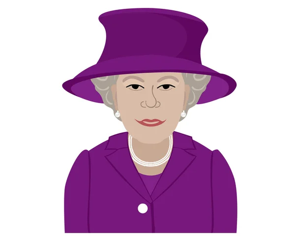 Queen Elizabeth Face Portrait Purple Suits Royaume Uni Britannique 1926 — Image vectorielle