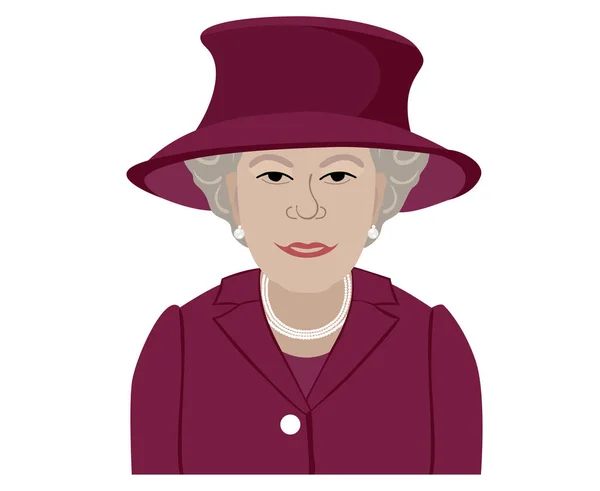 Queen Elizabeth Face Portrait Maroon Suits Royaume Uni Britannique 1926 — Image vectorielle