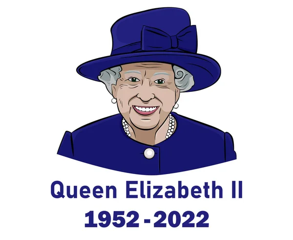 Queen Elizabeth Suit 1952 2022 Retrato Facial Azul Británico Reino — Vector de stock