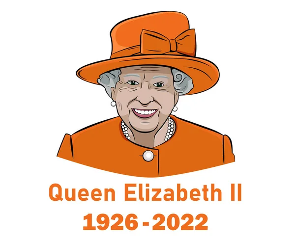 Queen Elizabeth Suit 1926 2022 Gesicht Portrait Orange Britisch Vereinigtes — Stockvektor