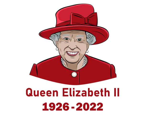 Королева Елизавета Костюм 1926 2022 Красный Портрет Британия Национальная Европа — стоковый вектор