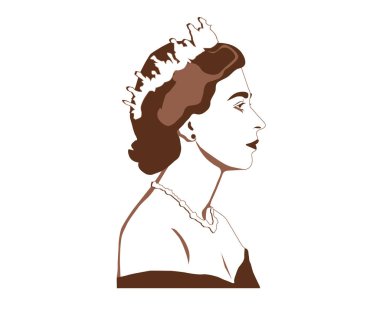 Kraliçe Elizabeth Young Face 'in Kahverengi Yüzlü Portresi Birleşik Krallık Ulusal Avrupa Ülke Vektör Resimleri Soyut Tasarımı