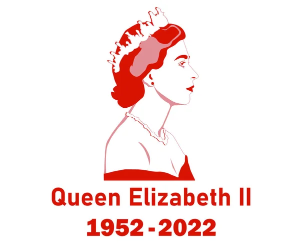 Queen Elizabeth Young Face Portrait Red 1952 2022 Royaume Uni — Image vectorielle