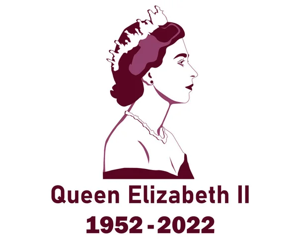 Queen Elizabeth Young Face Portrait Marron 1952 2022 Royaume Uni — Image vectorielle