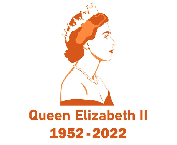 Queen Elizabeth Young Face Portrait Orange 1952 2022 Royaume Uni — Image vectorielle