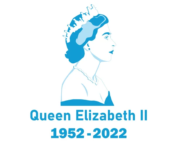 Queen Elizabeth Young Face Portrait Cyan 1952 2022 Royaume Uni — Image vectorielle