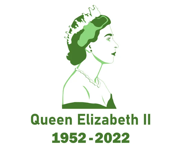 Queen Elizabeth Young Face Portrait Green 1952 2022 Royaume Uni — Image vectorielle