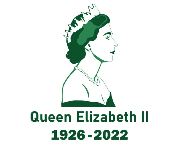 Queen Elizabeth Young Face Portrait Green 1926 2022 Reino Unido — Vector de stock