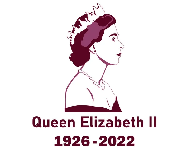 Queen Elizabeth Young Face Portrait Maroon 1926 2022 Reino Unido — Vector de stock