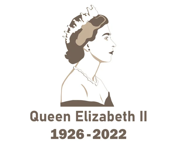 Queen Elizabeth Young Face Portrait Brown 1926 2022 Royaume Uni — Image vectorielle