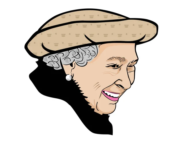 Königin Elizabeth Gesicht Portrait Britisches Vereinigtes Königreich National Europe Vector — Stockvektor