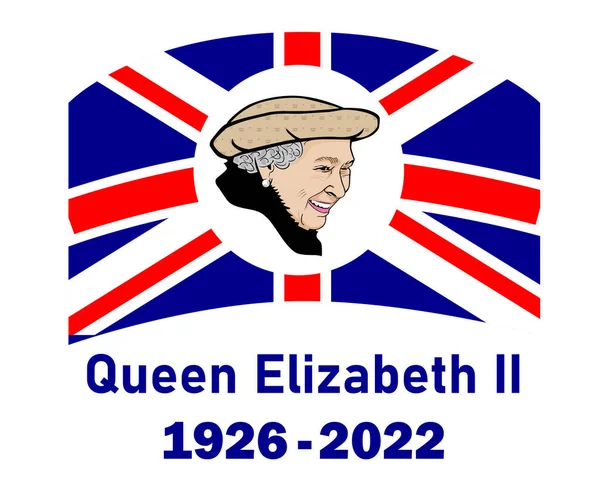 Голубой Портрет Королевы Елизаветы 1926 Года Британским Флагом Эмблема Национальной — стоковый вектор