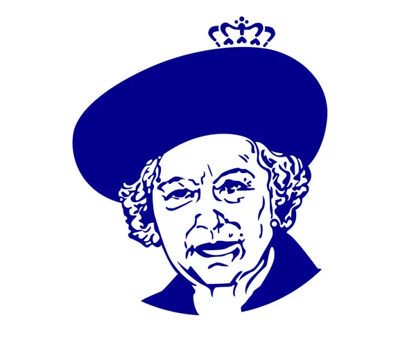 Queen Elizabeth Face Portrait Azul Britânico Reino Unido National Europe — Vetor de Stock