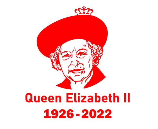 Queen Elizabeth Portrait Face 1926 2022 Red British United Kingdom — Stock Vector