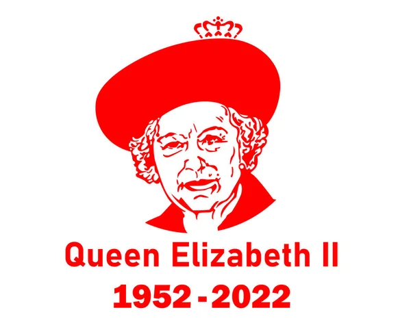 Queen Elizabeth Portrait Gesicht 1952 2022 Red British United Kingdom — Stockvektor