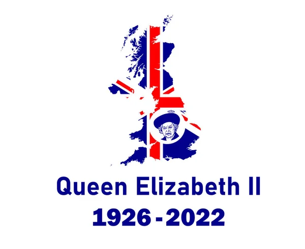 Queen Elizabeth Portrait Face 1926 2022 Azul Con Mapa Bandera — Vector de stock